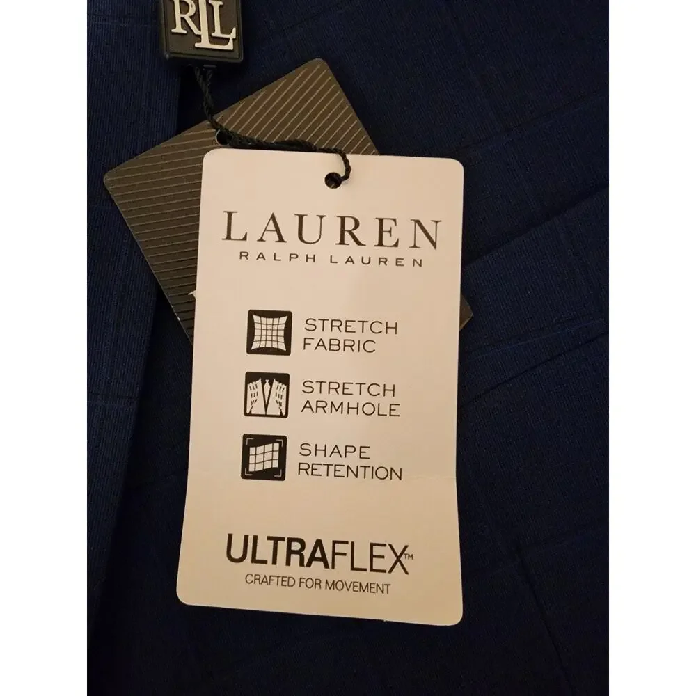 Ralph Lauren Mens UltraFlex Classic Fit Suit Jacket Blazer Navy Blue 46L NWTs